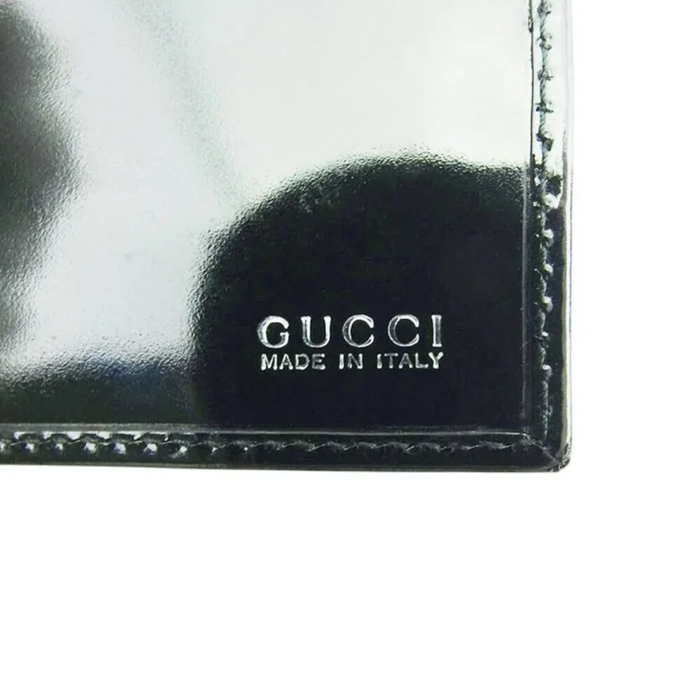 GUCCI Long Billfold Square Plate Enamel Leather Authentic Used - Picture 5 of 9
